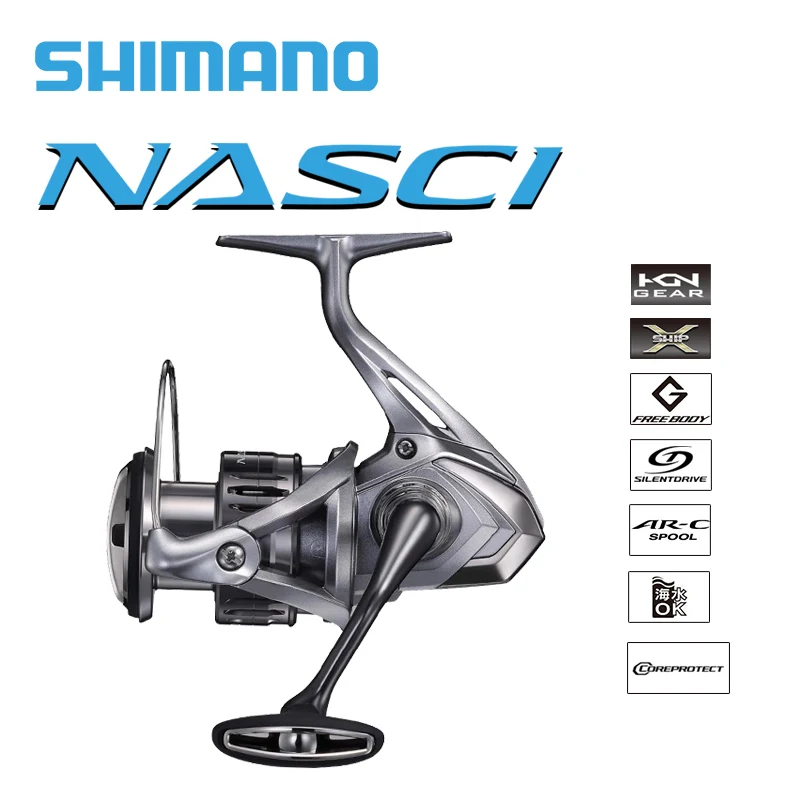 2021 NEW SHIMANO NASCI Spinning Fishing Reels 500-5000 5+1BB Gear Ratio 5.0:1/6.2:1 Max Drag 4/9kg Saltwater Reel Fishing Wheel