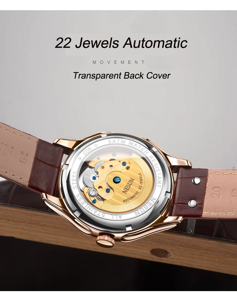 Автоматические механические часы, швейцарские NESUN Tourbillon, мужские часы, люксовый бренд, часы со скелетом, сапфир, Montre Homme N9038