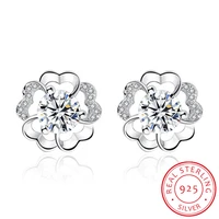 925 sterling silver earrings for women plum flower zirconia stud earrings earrings pendant s e419