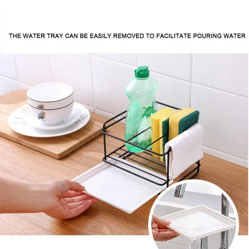

1pc Sponge Holder Soap Drain Storage Rack Kitchen Sink Organizer Rag Dishcloth Brush Holder Iron Shelf Bathroom Organizer 2021