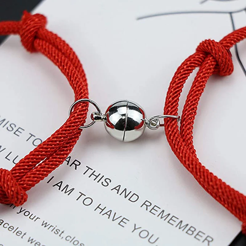 

Couples Bracelet Magnetic Mutual Attraction Rope Braided Friendship Bracelet Gift for Lovers Couples with Durable Braided Rope
