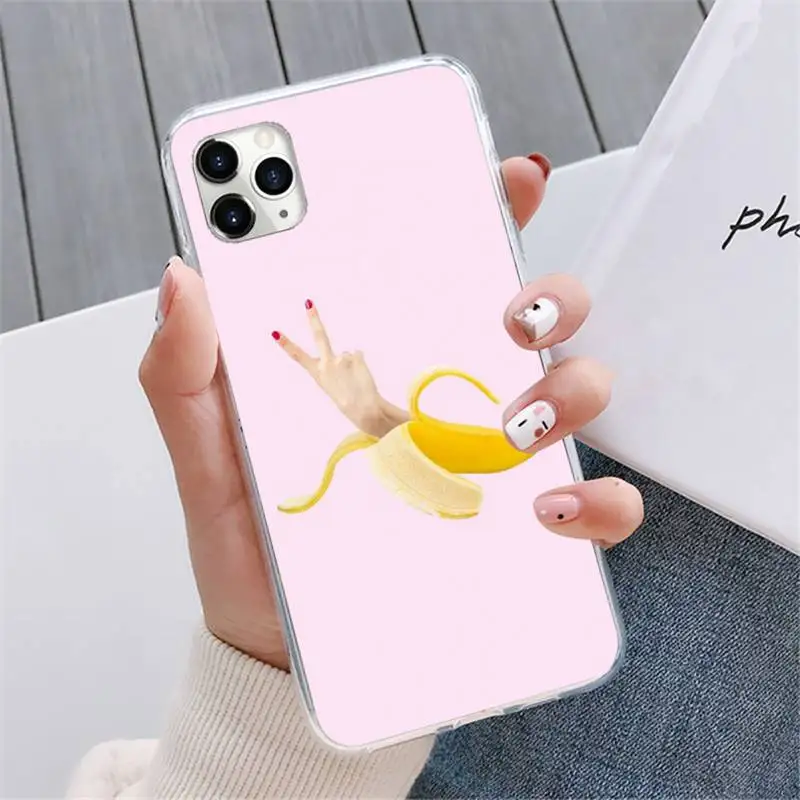 

3Cartoon Finger Funny Banana Phone Case For iphone 12 5 5s 5c se 6 6s 7 8 plus x xs xr 11 pro max mini