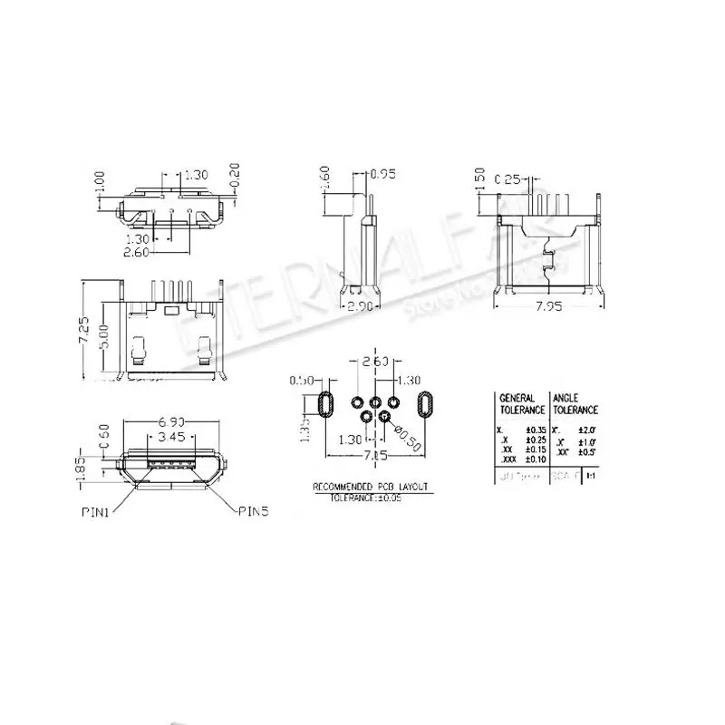 MK5P мини USB2.0 Тип A женский микро DIP 180 градусов прямой позиционирование пост