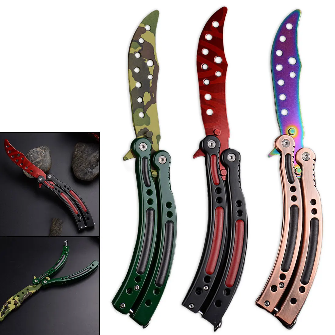 

Knife Butterfly Knife Folding Trainer Stainless Steel Training Knife Counter Strike Game No Edge Dull Blade Practice CS GO Tool