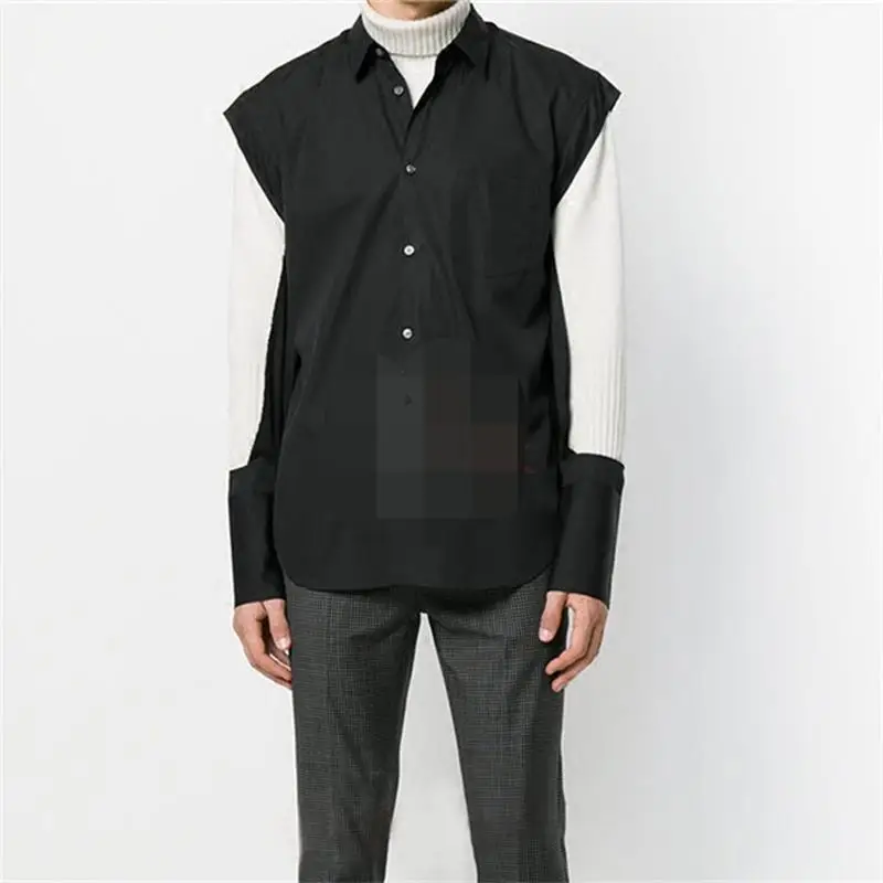 

Men's Cardigan Shirt Youth Fashion Trend Close Fitting Barber Loose Shirt Personality Youth Bottoming Shirt