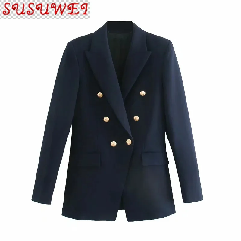 

2021 Новая Осенняя двубортная куртка женская костюм элегантные тонкие однотонные женские средней длины Блейзер темпераментное пальто