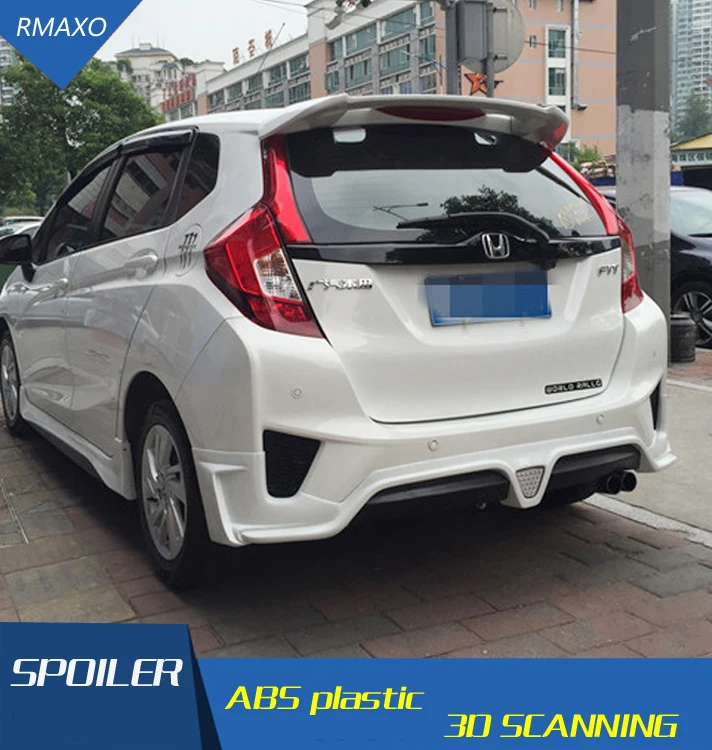 Спойлер для honda fit/jazz 2014 2017 спойлер заднего крыла автомобиля с подсветильник кой