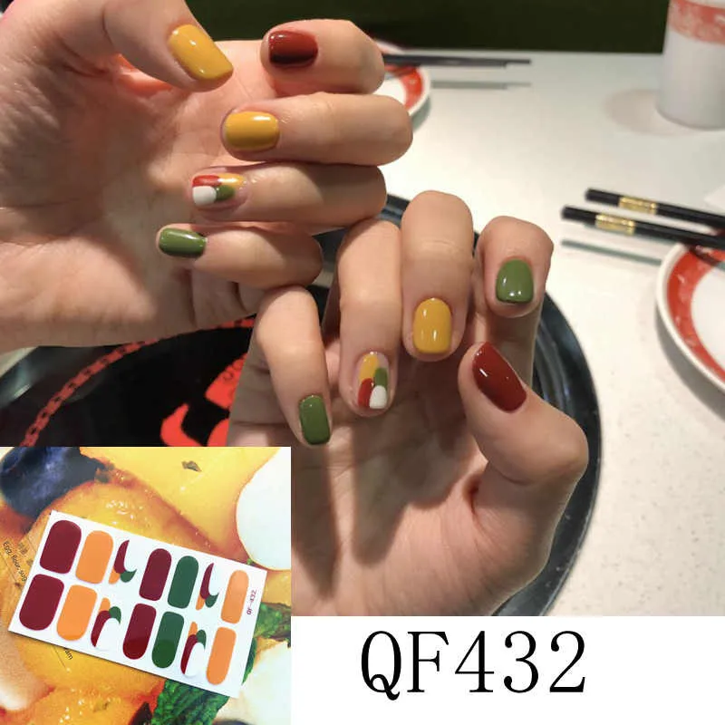 14 наконечников/Лист Красочные Блестящий полный дизайн ногтей Советы DIY клей