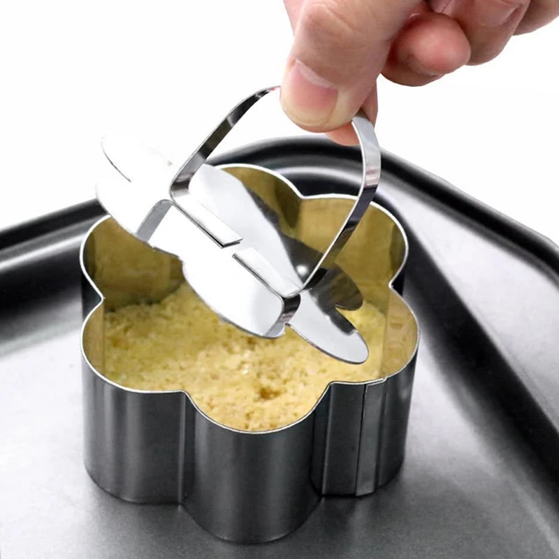 

5 Pcs Cake Molds Stainless Steel Cake Rings Cake Mousse Mold with Pusher Different Shapes