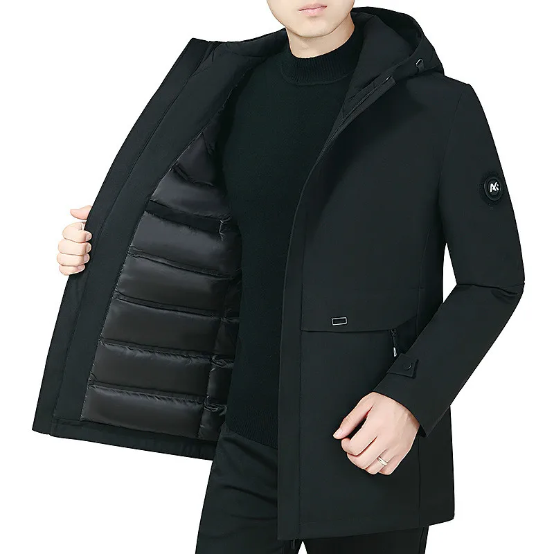 

High-End and Fashionable Down Jacket Mens Long Type Thick Coat New Winter Male 90% White Duck Down Clothes