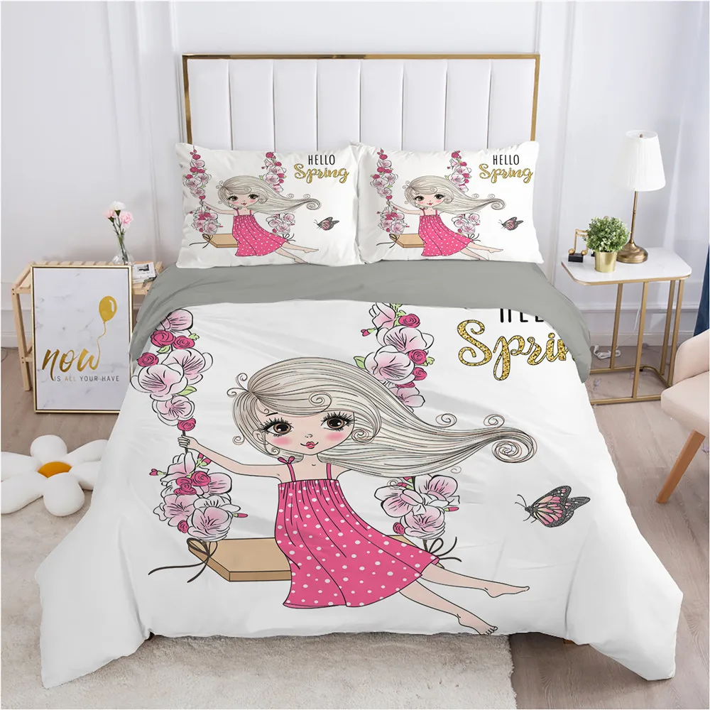 Балета Танцы девочка пододеяльник дети печатных мультфильм милые балетки