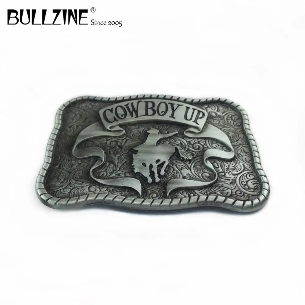 Пряжка для ремня Bullzine Cowboy up с Оловянным покрытием FP-02961 подходит шириной 4 см | Дом