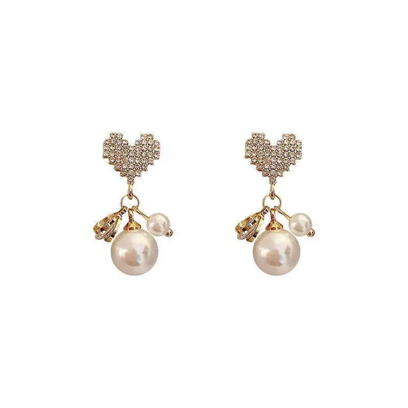 Love Pearl Earrings With Crystals Anime 2021 Fashion Charm Luxury Wedding Birthday Jewelry Wholesale Accessories For Women