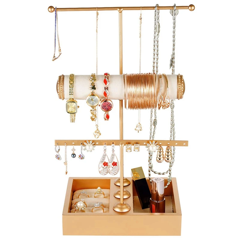Органайзер для ювелирных изделий 3 уровня подставка дерево металлическое