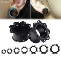leosoxs 2pcs 6 20mm stainless steel gauge earrings black ear plug tunnel piercing body jewelry