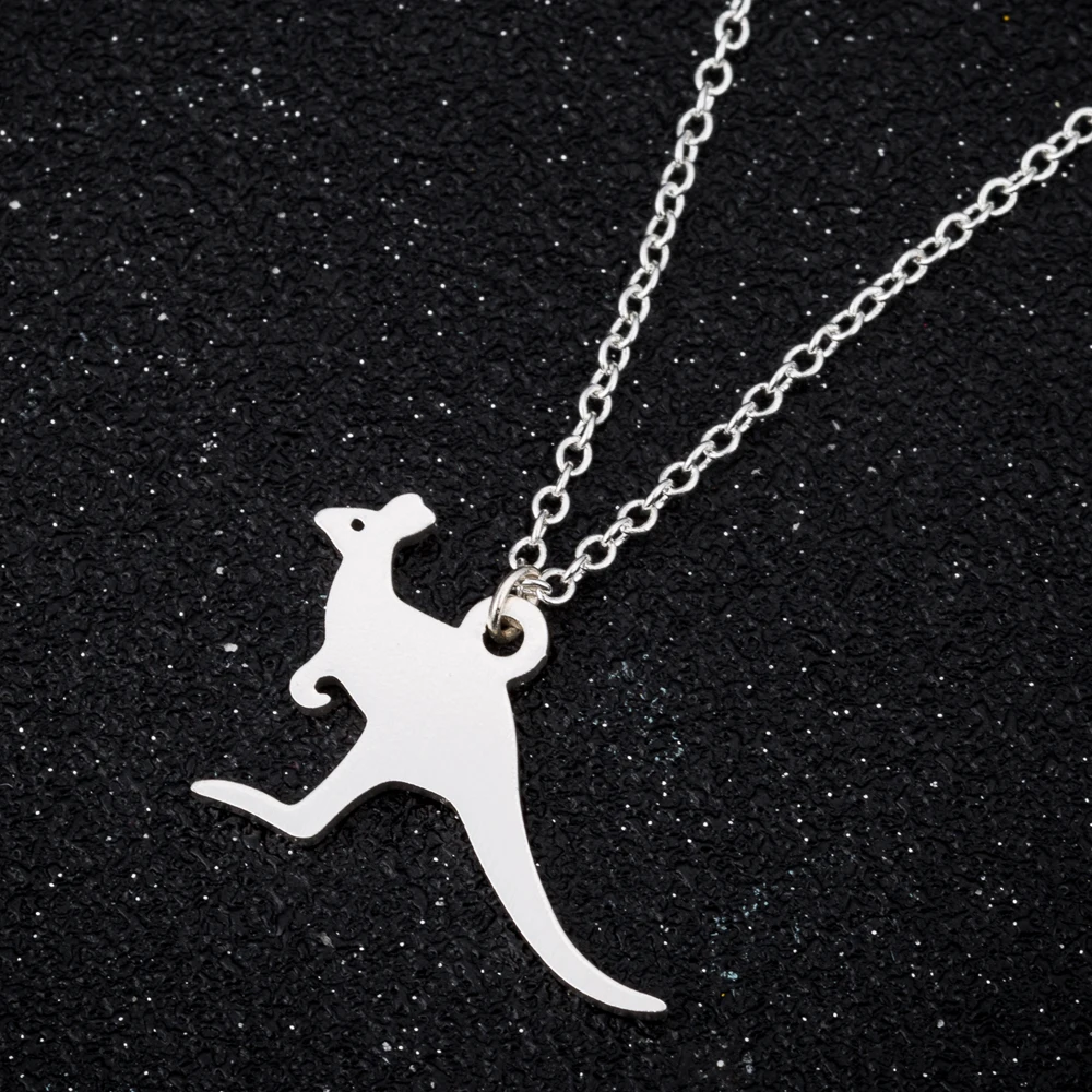 

100% Stainless Steel Kangaroo Necklace Tiny Small Pendant Necklace For Women Girl Charm Australian Animal Vacation Wallaby Mujer