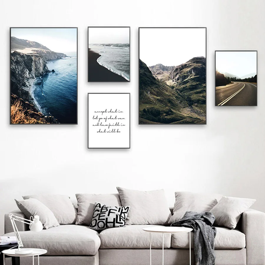 

Mountain Coastal Landscape Poster Nordic Decoration Wall Art Print Canvas Painting Decorative Picture Scandinavian Home Decor