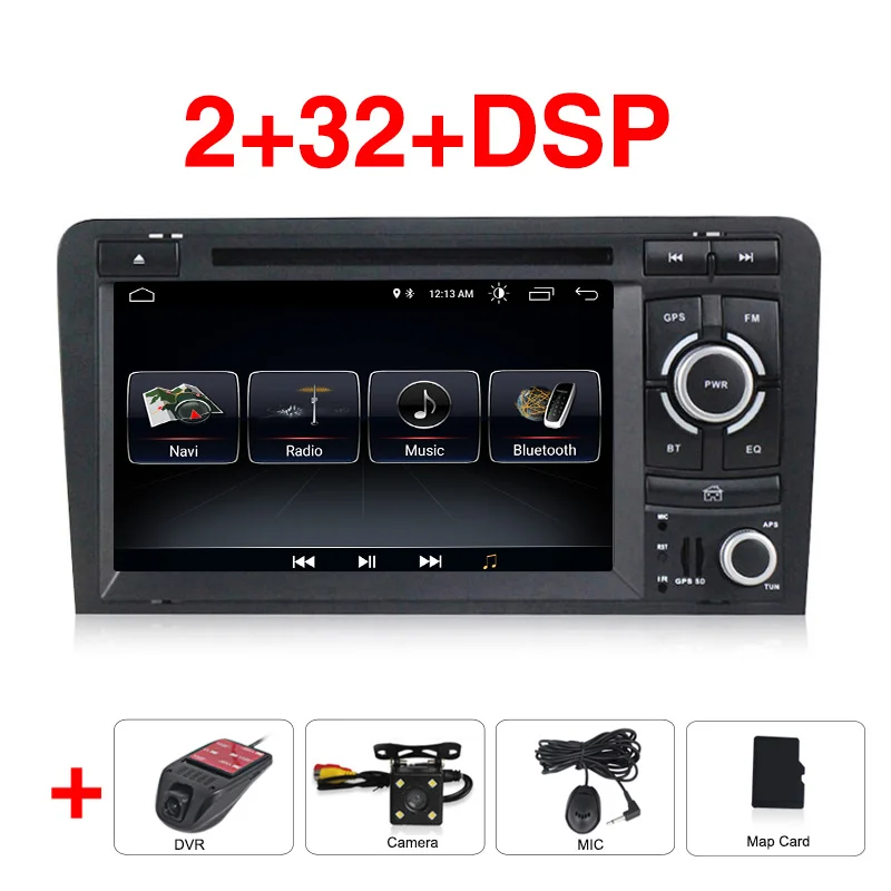 1024X600 Android 9 2 din автомобильный dvd gps навигатор для Audi A3 S3 2003-2013 автомобильный радио мультимедиа aoturadio плеер сенсорный экран - Цвет: 32G