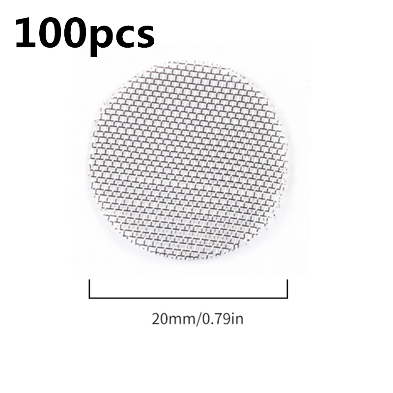 

100pcs 20mm Stainless Steel Smoking Weed Pipe Filter Silver Screens Hookah Water Pipes Gauze Mesh Net Tobacco Smoking Gadgets