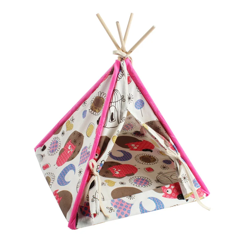 

Маленькая палатка для домашних животных, палатка-домик, индийская Съемная моющаяся холщовая ткань, деревянный домик для кошек и собак, гнез...