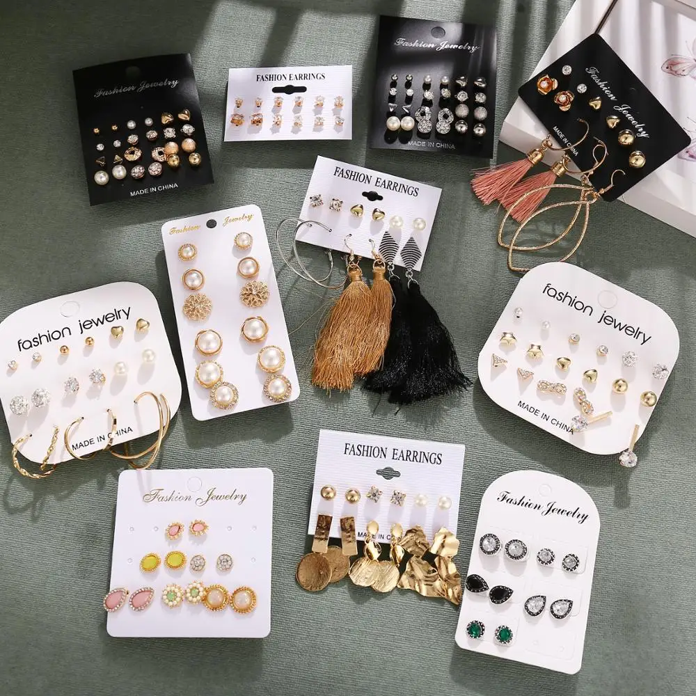 Серьги-гвоздики Женские квадратные с кристаллами в форме сердца 2019 | Украшения и