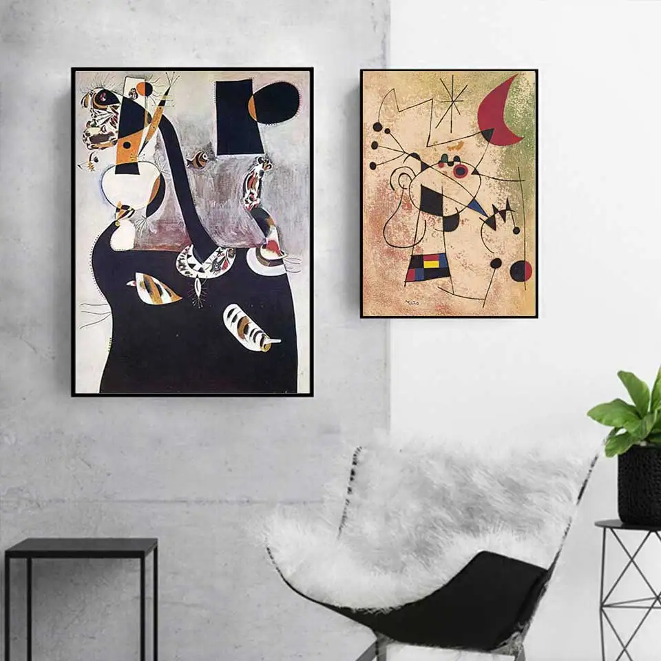

Nordic Modern Joan Miro Surrealism Art Paintings Abstract Picture Retro Paint Canvas Poster Wall For Room Home Decor