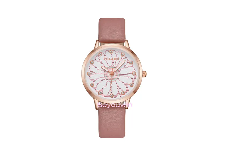 flower dial quartz leather watch for man women hot selling good price wrist wholesale lady clock | Наручные часы