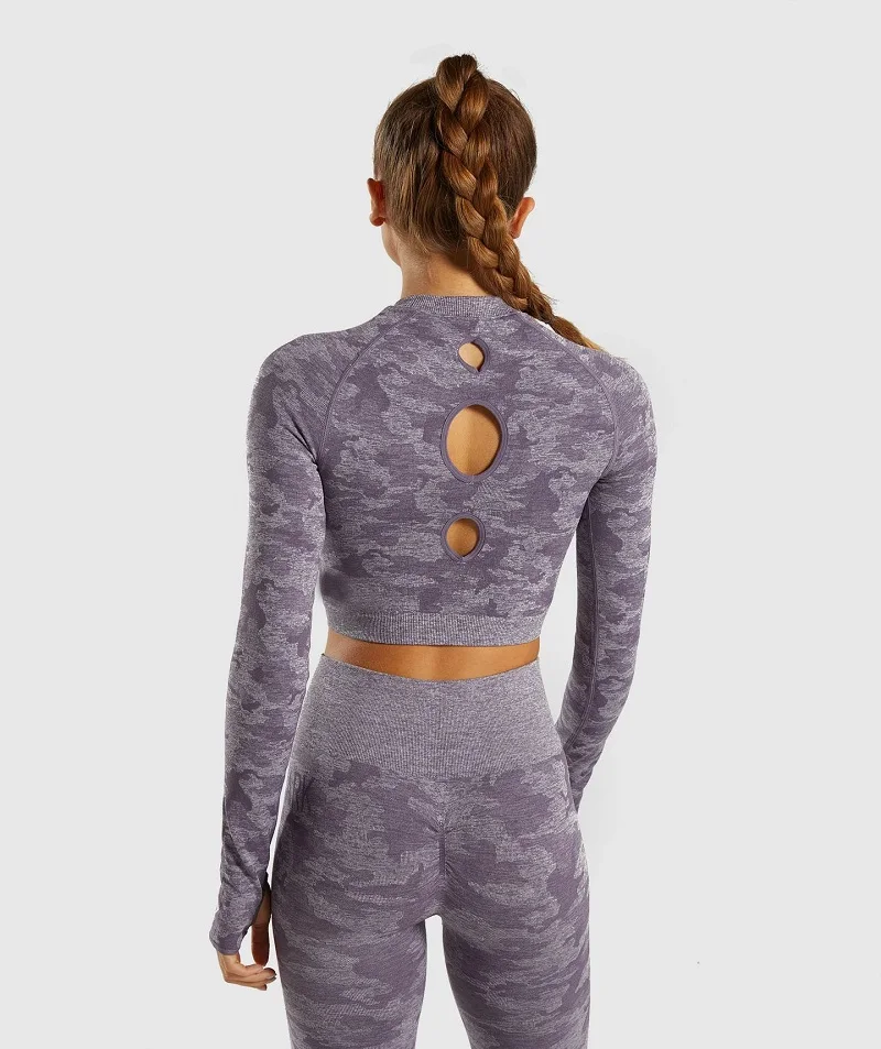 3 шт. Камуфляжный бесшовный комплект женские комплекты для спортзала спортивная