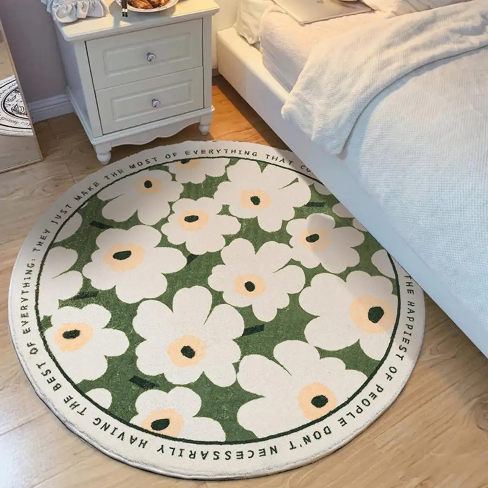 

Bedroom Mat Flower Pattern Durable Polyester Water Absorption Non Skid Washroom Mats Living Room Decoration Floor Decor Area Rug