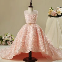 free shipping pink long dragging flower vestidos de 15 a%c3%b1os girls dresses for wedding party and pageant dresses for girls