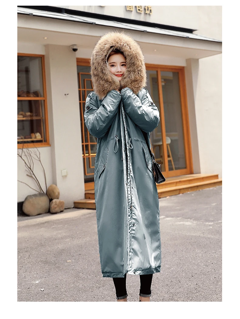 30 градусов зимняя одежда X-long parkas зимняя куртка женская меховая куртка с капюшоном Женское пальто с подкладкой из пуха Толстая зимняя куртка женская одежда