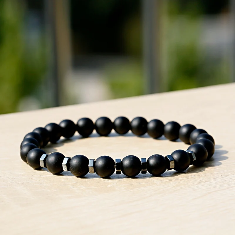 8mm Beaded Men Bracelets Black Lava Stone Hematite Beads Charm Bracelet Women Prayer Jewelry Yoga Dropshipping Pulsera Hombre | Украшения и
