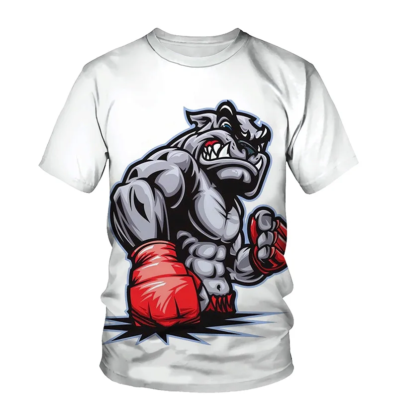 

Boxing Dog 3D Print Men T-shirt 2021 Summer New O Neck Short Sleeve Tees Tops 3D Style Male Clothes Fashion Casual T-shirts