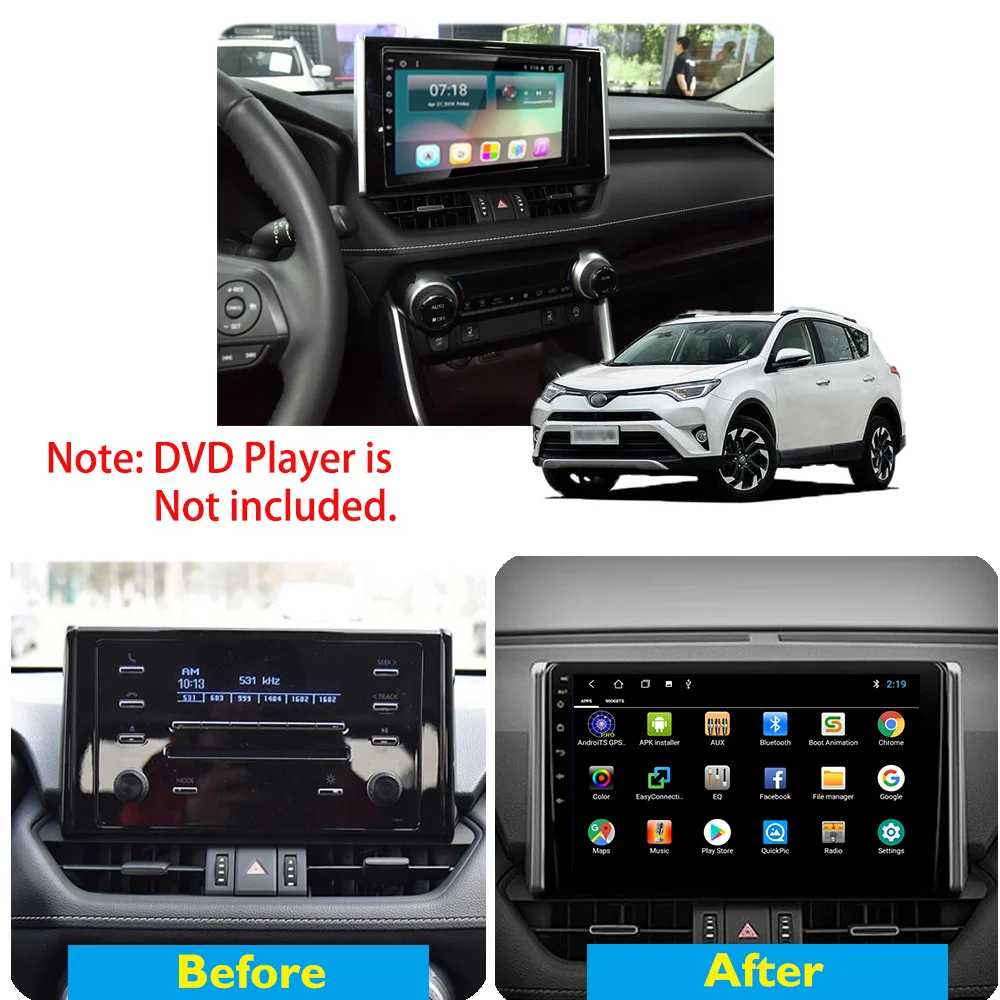 Автомобильная видеопанель 2 Din 10 1 дюйма для Toyota RAV4 2019 + DVD GPS mp5 android проигрыватель