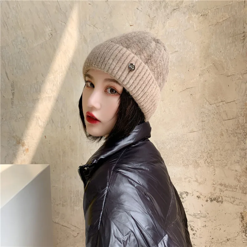 

VISROVER 6 colorways wool winter hat for woman solid twist bonnet autumn beanies warm soft skullies beanies wholesales gift