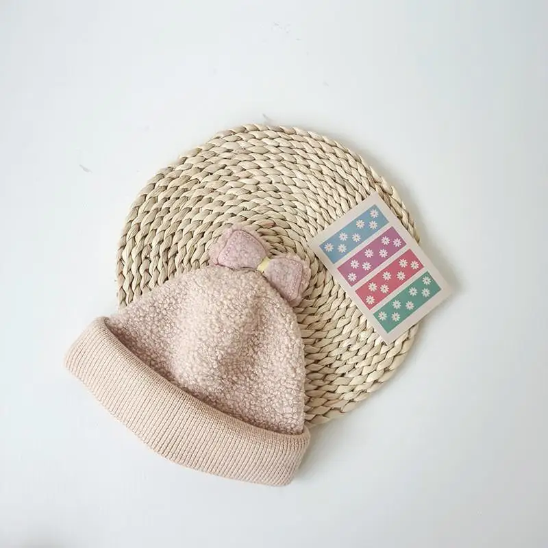 Осень-зима 2021 однотонная плотная вязаная шапка с бантом теплая шапки Шапка-бини