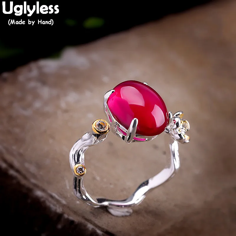 Кольца Uglyless Pretty Rose Pink с корундом и драгоценными камнями для женщин открытые