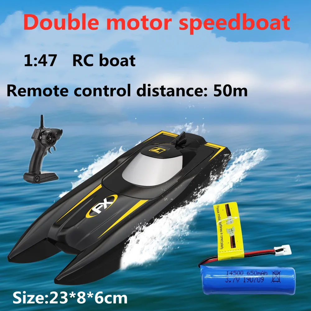 

2.4G RC Boats 20KM/H High Speed Racing Boat Dual Motor Fishing Boat 23CM Kids Gifts Adults RC Toy