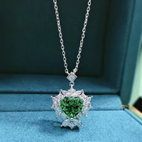 s925 sterling silver 88mm synthetic emerald ice cut heart shaped necklace for women sparkling wedding party fine jewelry gifts