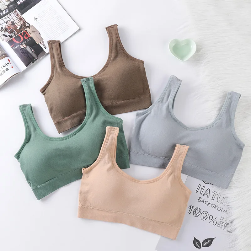 

Women Fashion Girls Yoga Tops Sport Bra Fitness Breathable Running Cotton Female Underwear Comfortable Gathered No Rims Vest H32