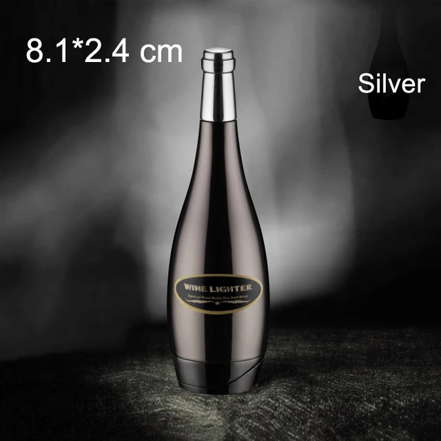 Silver wine botte Зажигалка для винных бутылок, креативный пожарный фонарь Бутановая Зажигалка, газовая многоразовая Зажигалка для сигарет, декоративные украшения для дома - Цвет: Silver wine botte