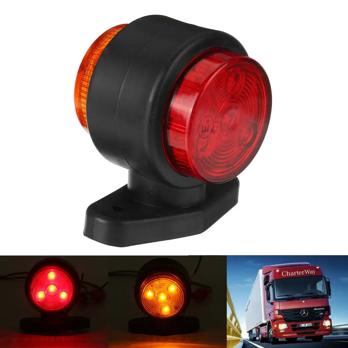 

4x Car Truck Trailer LED Side Marker Light White Yellow Turn Signal Clearance Light Indicator Lamp For Lorry Van Caravans 10-30V