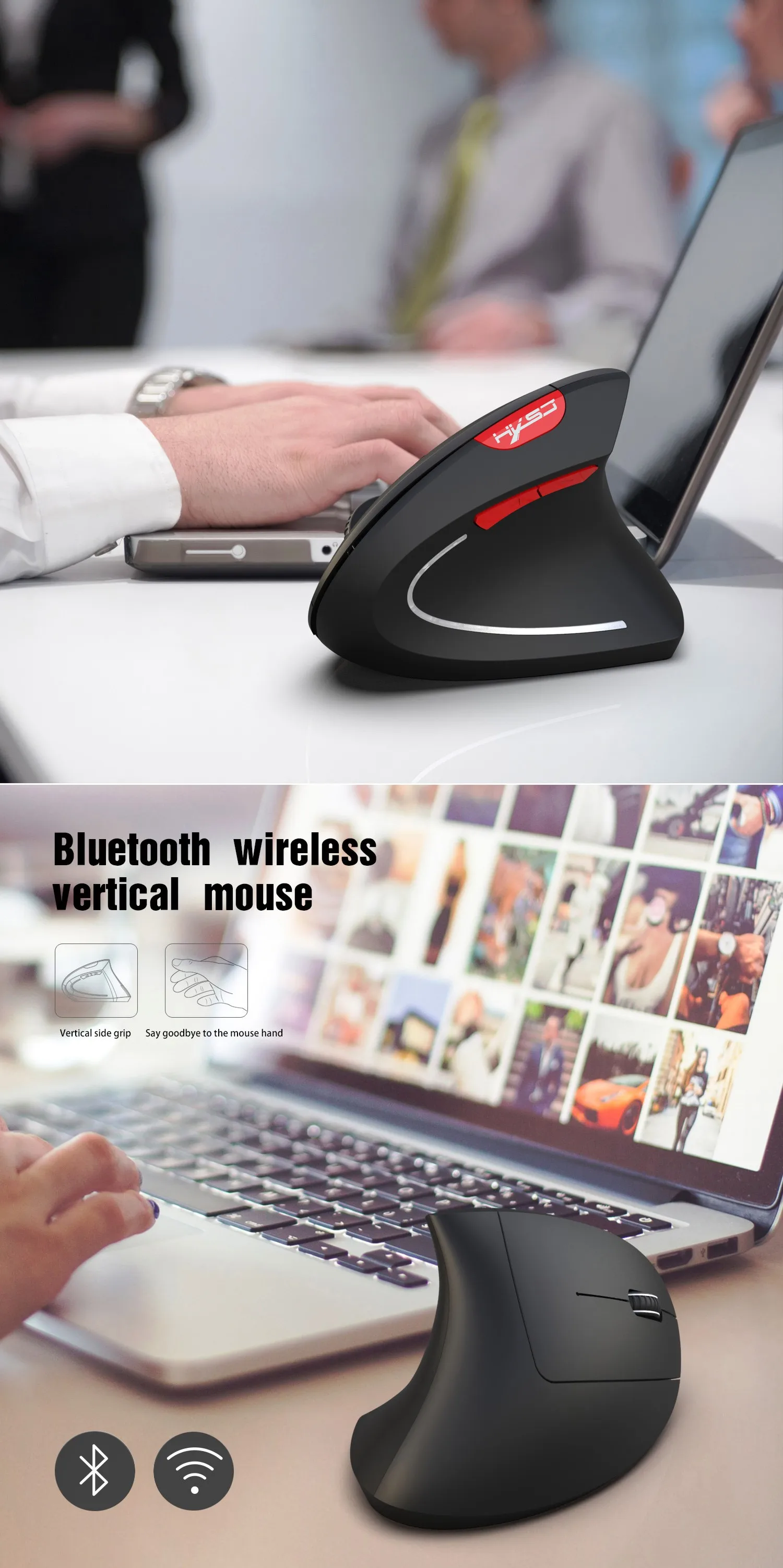 2400 dpi Беспроводная оптическая мышь Bluetooth 3,0 приемник эргономичная мышь 2,4 ГГц USB перезаряжаемая мышь для ПК ноутбука для геймера