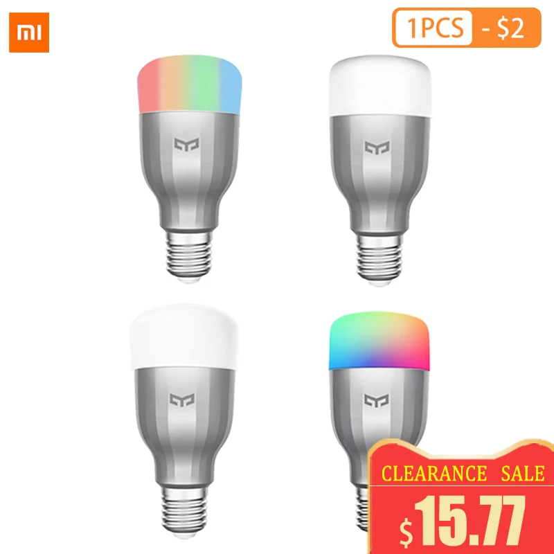 Йи Светильник Красочные лампы E27 Смарт приложение WI FI дистанционного Управление