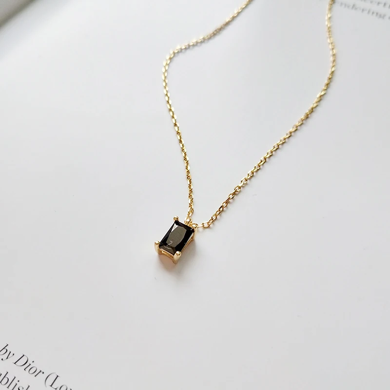 

Single Mini Tiny Black Color CZ Stone Chokers Necklace for Women Dainty 925 Sterling Sliver Small Pendant Choker Necklaces