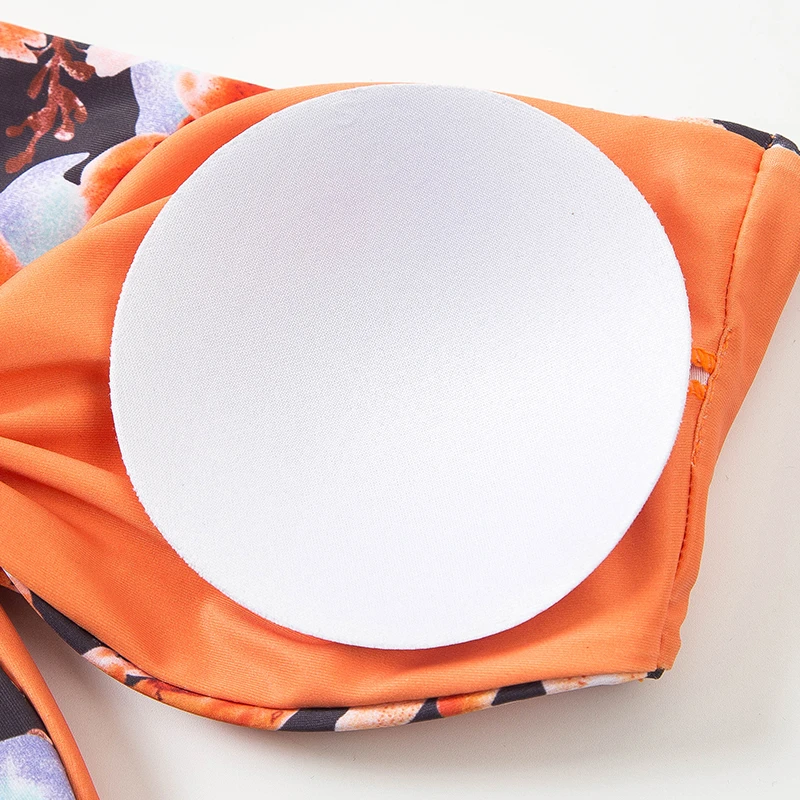 

2021 Women Brazilian Swimsuit Thong Bandeau Bikini Set Floral Printing Bow Swimwear High Legs Sexy Bathing Swim Suits Beach