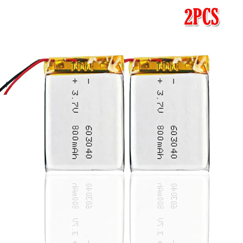2pcs 800mAh 3,7 V 603040 полимерный литий-полимерный Li-Po литий-ионный аккумулятор для MP3 MP4 DVD игрушки DIY динамик сигнализация Lipo ячеек - Цвет: 2pcs