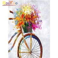 sdoyuno diy numbers painting kit flower bicycle oil paint by numbers handpainted unique gift coloring by number for adults decor