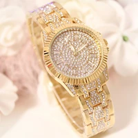 cheap yellow gold plated ladies watch with leather strap diamand stainless steel womens luxury watch classic watch woman 2020