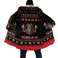 new fashion mens hooded cloak christmas viking odin tattoo 3d full printing fleece coat unisex casual thick warm cape nf02